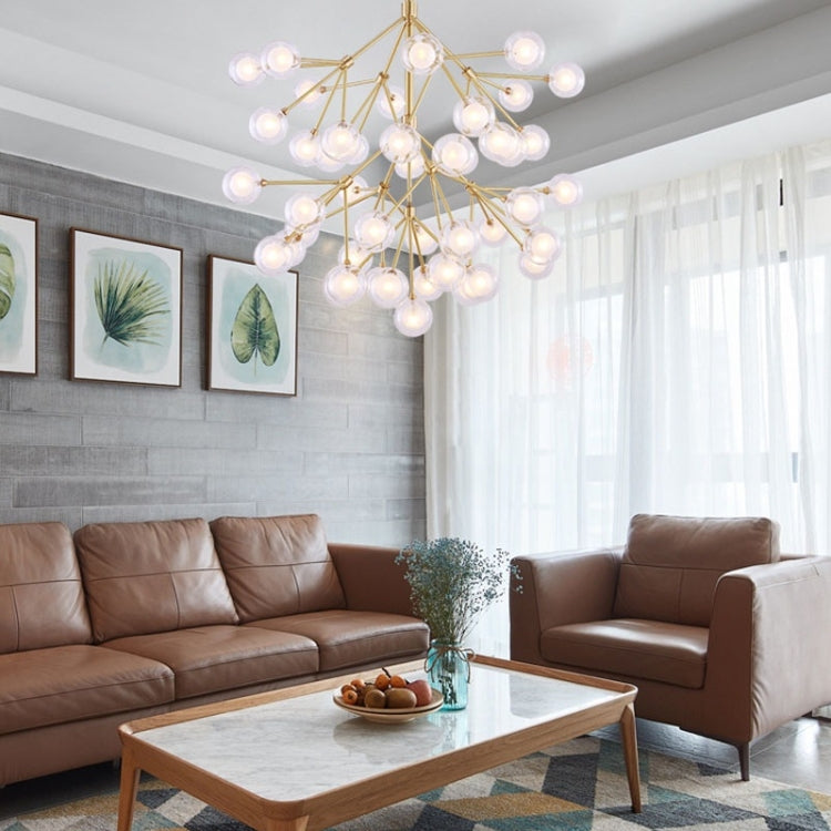 Modern Living Room Copper Creative Molecular Firefly Twigs Glass Ball Personality Bedroom Restaurant Chandelier, 45 Heads