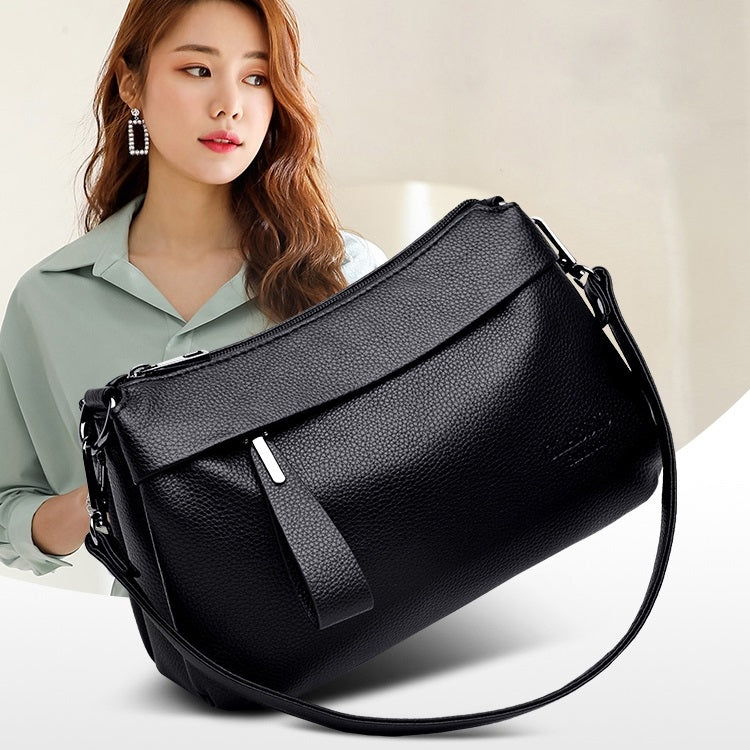 Litchi Texture Retro PU Multi-layer Messenger Bag Single Shoulder Bag Ladies Handbag