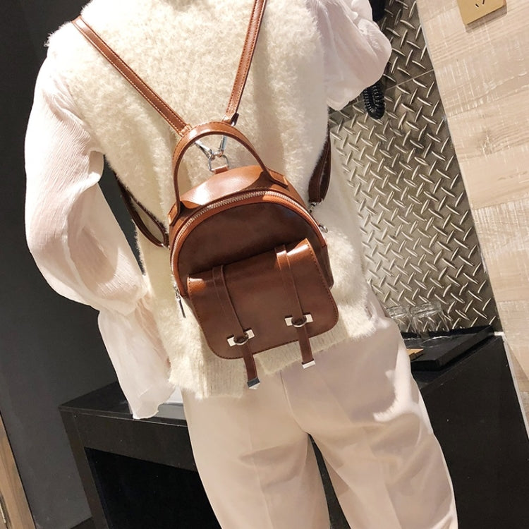 Fashion Retro PU Shoulder Bag Ladies Small Backpack Handbag Messenger Bag (Brown)