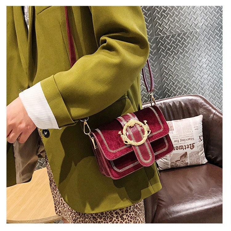 Fashion Fabric Surface PU Single Shoulder Bag Small Square Bag Ladies Messenger Bag Handbag (Red)
