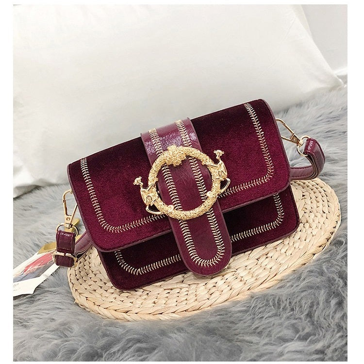 Fashion Fabric Surface PU Single Shoulder Bag Small Square Bag Ladies Messenger Bag Handbag (Red)