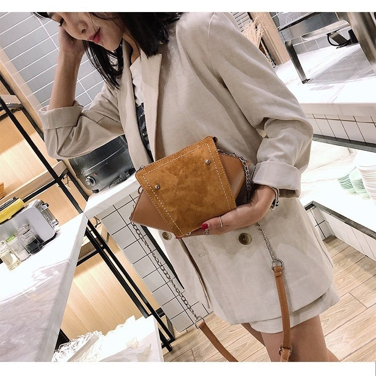 Fashion Shell Bag Matte PU Stitching Shoulder Bag Ladies Messenger Bag Handbag