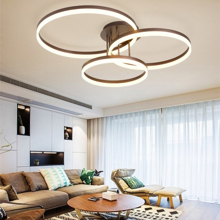 75W Modern Minimalist Atmosphere Living Room Bedroom Restaurant Study Creative Personality LED Ceiling Lamp, Three Circle 90 x 72cm