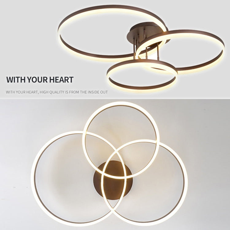 75W Modern Minimalist Atmosphere Bedroom Restaurant Study Creative Personality LED Ceiling Lamp, Three Circles 90x72cm, Stepless Dimming + Remote Control