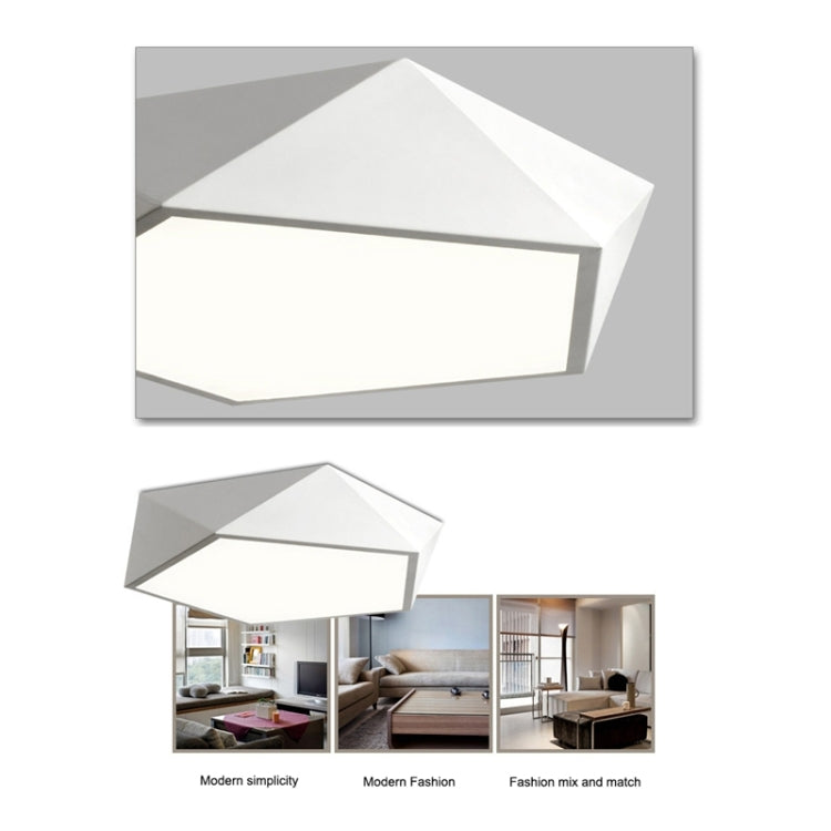 18W Geometric Simple Modern Bedroom Study Room Personality Creative Room Led Living Room Ceiling Lamp, Diameter: 420mm, White Frame, Stepless Dimming + Remote Control