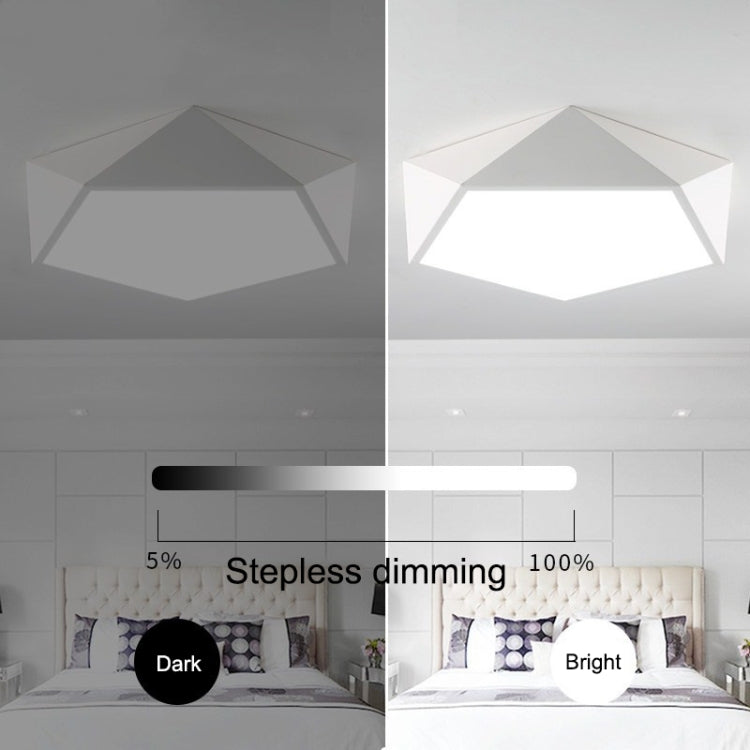 18W Geometric Simple Modern Bedroom Study Room Personality Creative Room Led Living Room Ceiling Lamp, Diameter: 420mm, White Frame, Stepless Dimming + Remote Control