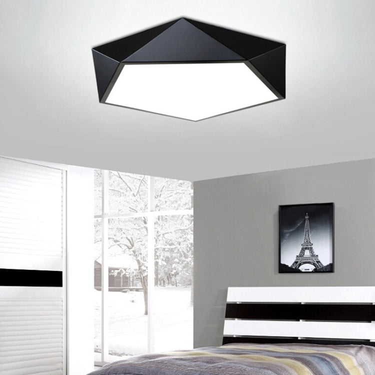 18W Geometric Simple Modern Bedroom Study Room Personality Creative Room LED Ceiling Lamp, Diameter: 420mm,  Black Frame, Stepless Dimming + Remote Control