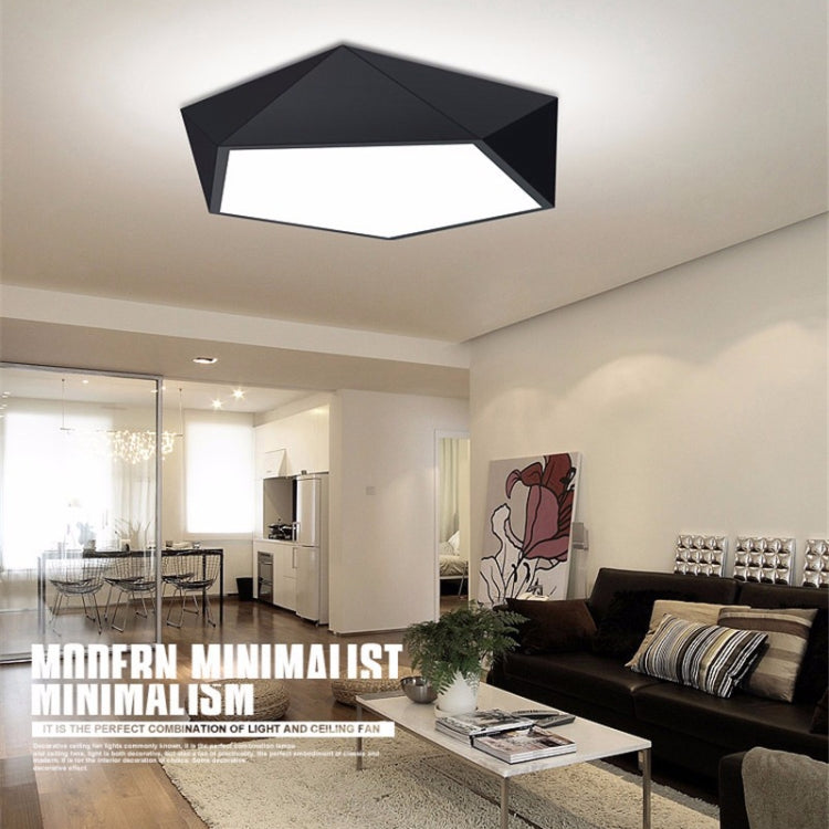 18W Geometric Simple Modern Bedroom Study Room Personality Creative Room LED Ceiling Lamp, Diameter: 420mm,  Black Frame, Stepless Dimming + Remote Control