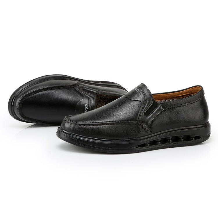 Wear Resistant Round Head Solid Color Casual Leather Shoes for Men