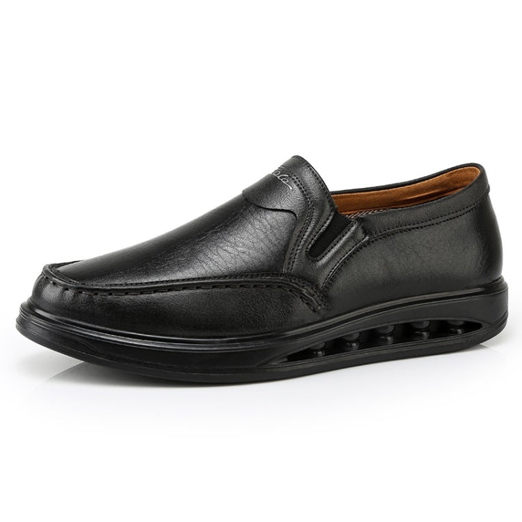 Wear Resistant Round Head Solid Color Casual Leather Shoes for Men