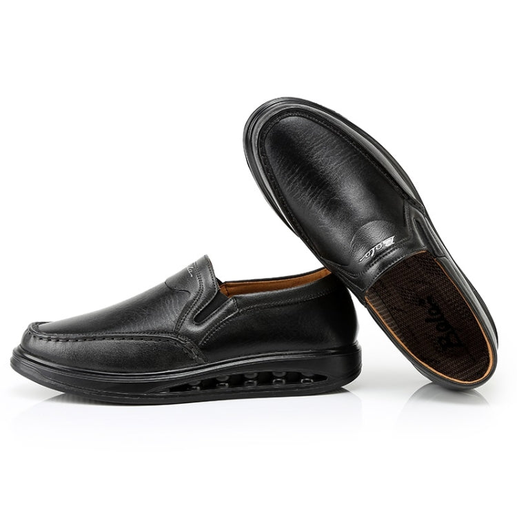 Wear Resistant Round Head Solid Color Casual Leather Shoes for Men