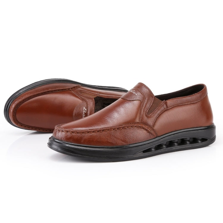 Wear Resistant Round Head Solid Color Casual Leather Shoes for Men