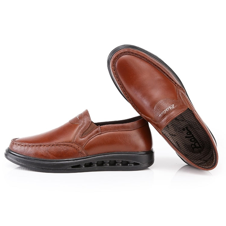 Wear Resistant Round Head Solid Color Casual Leather Shoes for Men