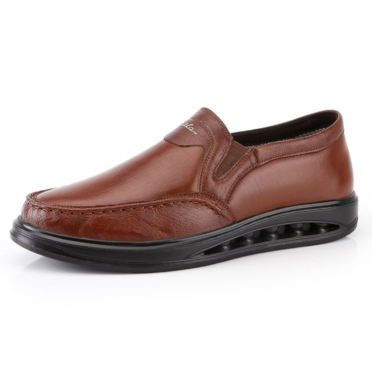 Wear Resistant Round Head Solid Color Casual Leather Shoes for Men