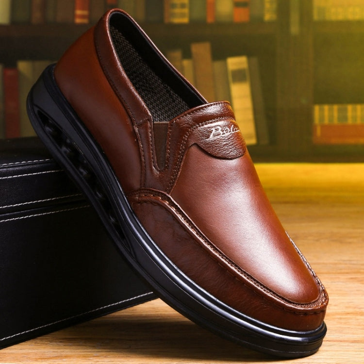 Wear Resistant Round Head Solid Color Casual Leather Shoes for Men