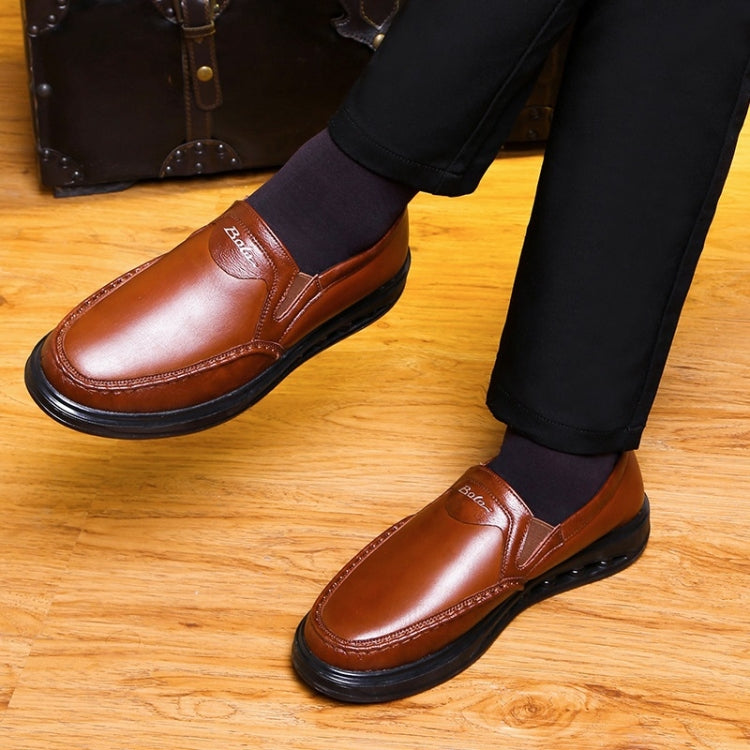 Wear Resistant Round Head Solid Color Casual Leather Shoes for Men