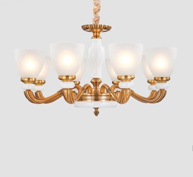 Living Room Retro Zinc Alloy Restaurant Study Simple Duplex Chandelier with Bulbs, 8 Heads