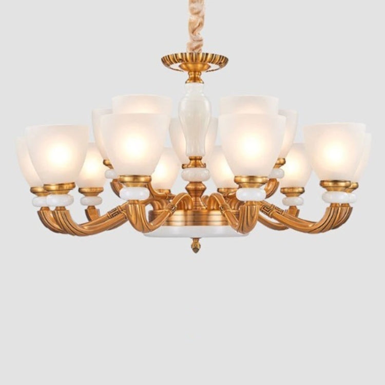 Living Room Retro Zinc Alloy Dining Room Study Simple Duplex Chandelier with Bulbs, 15 Heads