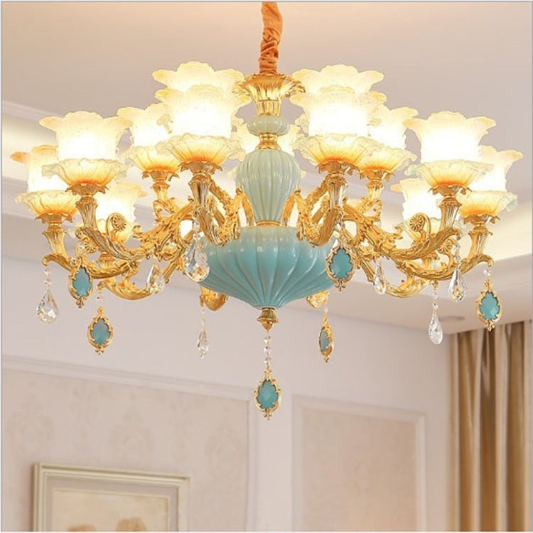 Living Room Simple and Modern Atmosphere Complex Villa Hall Restaurant Crystal Chandelier with Bulbs, 15 Heads