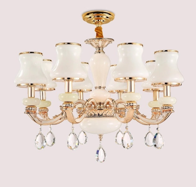 Simple Living Room Restaurant Bedroom Hotel LED Crystal Candle Chandelier without Bulbs, 6 Heads