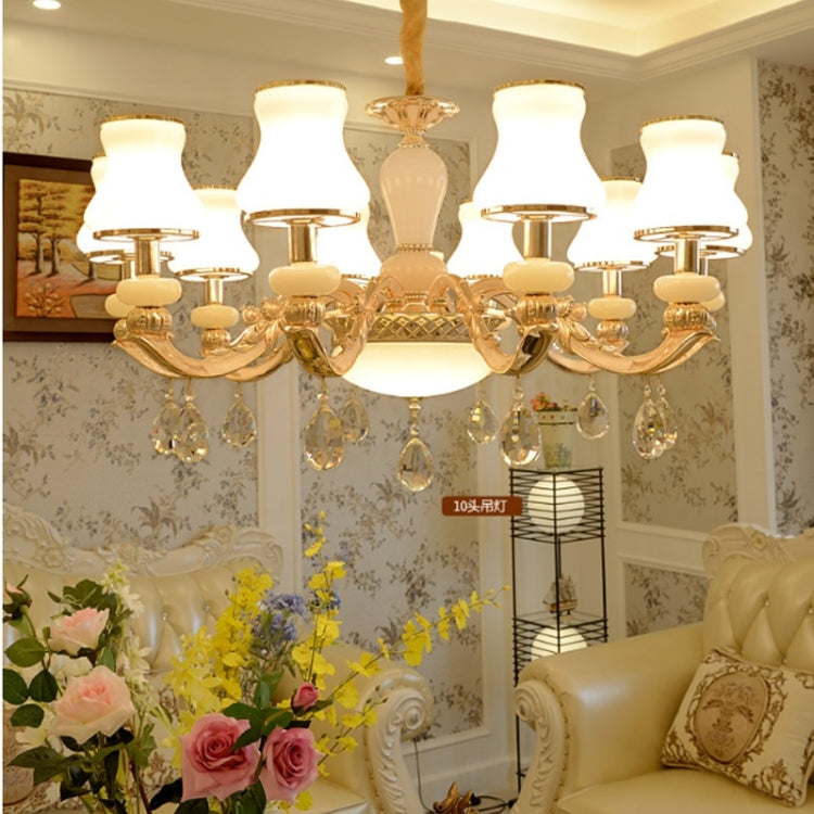 Living Room Restaurant Bedroom Hotel LED Crystal Candle Chandelier with Bulbs, 10 Heads