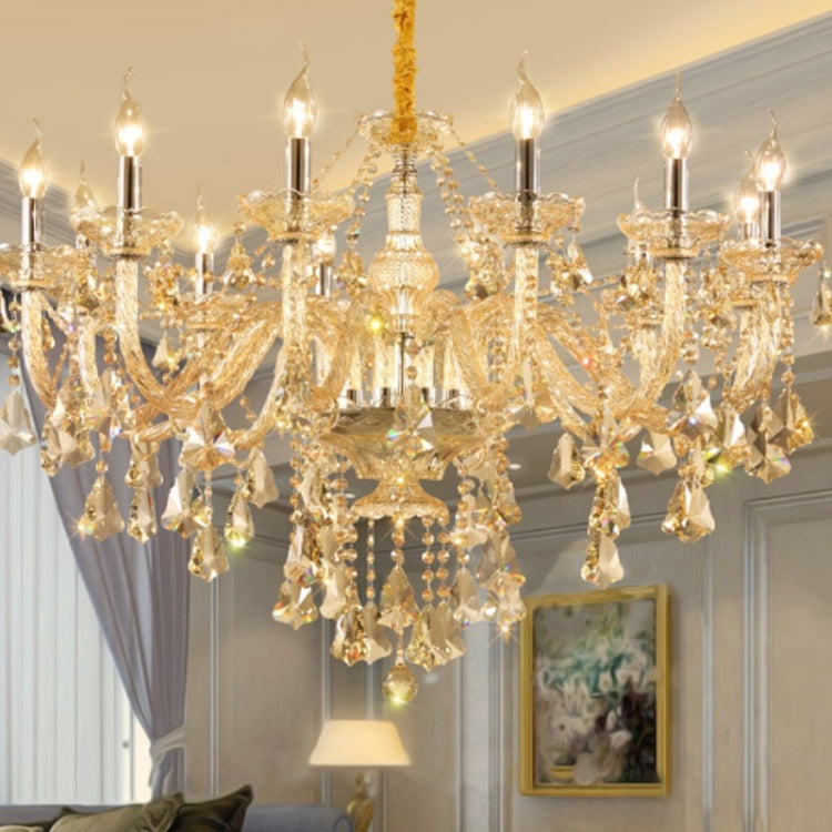Living Room Dining Room Bedroom Chandelier LED Candle Crystal Chandelier with Bulbs, 12 Heads
