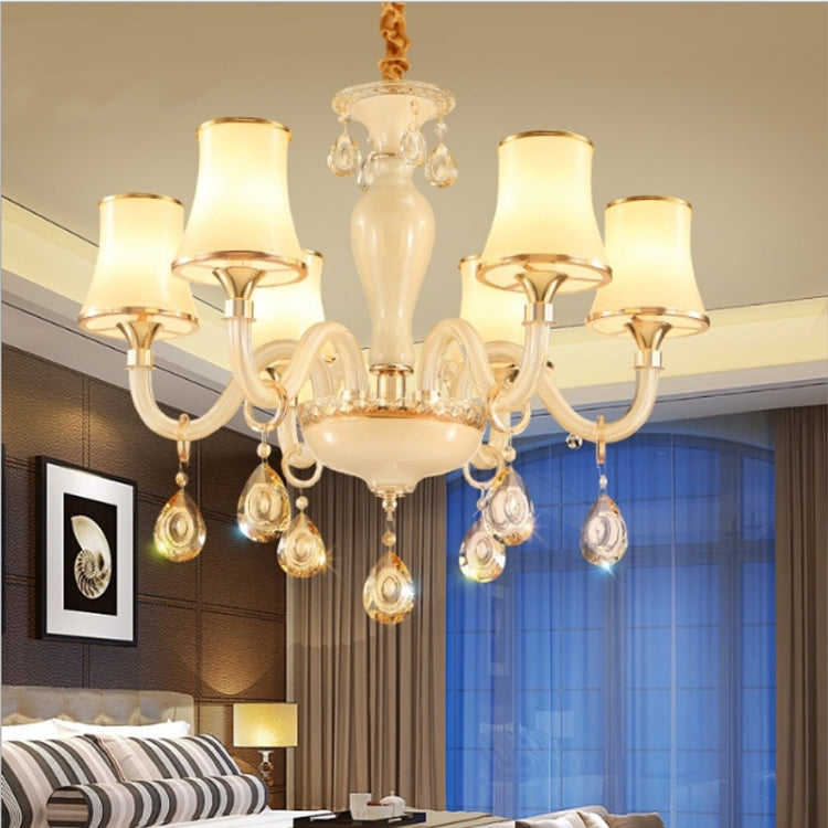 Bedroom Restaurant Modern Simple Porch Crystal Chandelier with Bulbs, 6 Heads