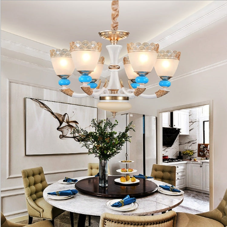 Zinc Alloy Living Room Garden Bedroom Modern Minimalist Restaurant Atmospheric Crystal Lamps with Bulbs, 6 Heads