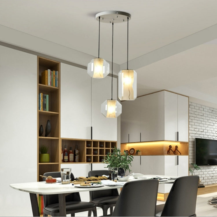 Minimalist Living Room Atmosphere Home Glass Creative Personality Restaurant Chandelier without Light Source, 3 Heads Mixing