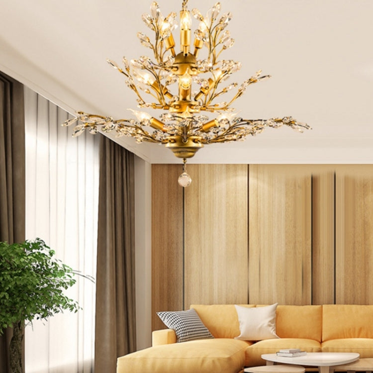 Living Room Bedroom Restaurant Duplex Stairwell Clothing Store Creative Personality Retro Crystal Chandelier without Bulbs, 8 Heads