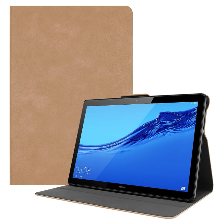 Solid Color Cowhide Texture Horizontal Flip PU Leather Case for Huawei MediaPad T5 10 inch, with Holder