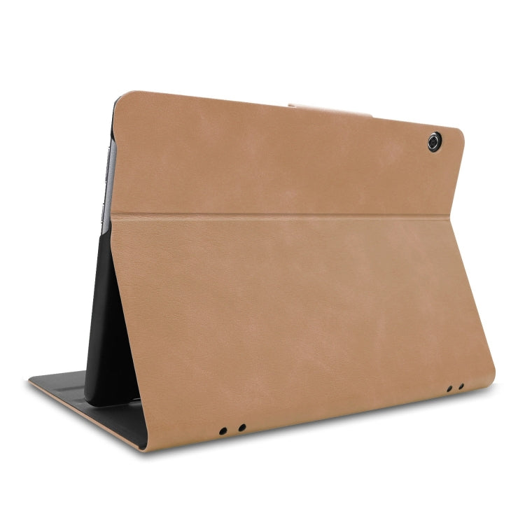 Solid Color Cowhide Texture Horizontal Flip PU Leather Case for Huawei MediaPad T5 10 inch, with Holder