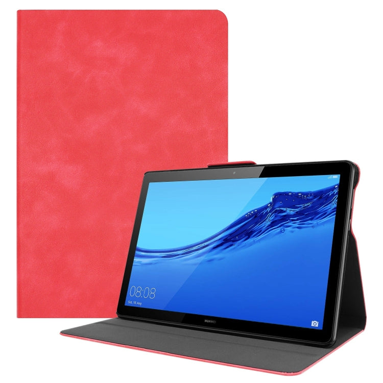 Solid Color Cowhide Texture Horizontal Flip PU Leather Case for Huawei MediaPad T5 10 inch, with Holder