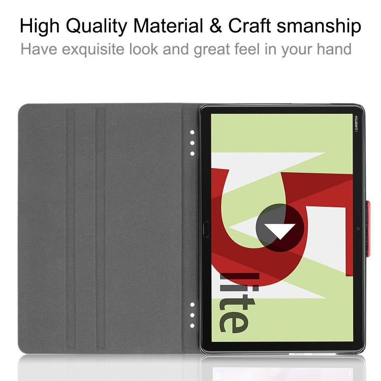 Solid Color Cowhide Texture Horizontal Flip PU Leather Case for Huawei MediaPad M5 Lite 10.1 inch, with Holder & Sleep / Wake-up Function