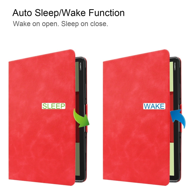 Solid Color Cowhide Texture Horizontal Flip PU Leather Case for Huawei MediaPad M5 Lite 10.1 inch, with Holder & Sleep / Wake-up Function