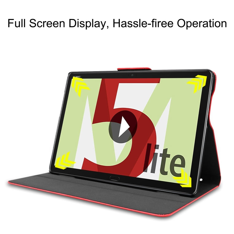 Solid Color Cowhide Texture Horizontal Flip PU Leather Case for Huawei MediaPad M5 Lite 10.1 inch, with Holder & Sleep / Wake-up Function