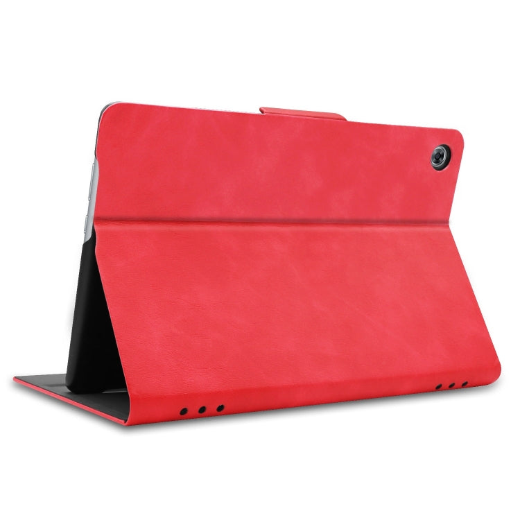 Solid Color Cowhide Texture Horizontal Flip PU Leather Case for Huawei MediaPad M5 Lite 10.1 inch, with Holder & Sleep / Wake-up Function