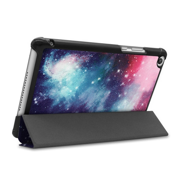 Galaxy Pattern Colored Painted Horizontal Flip PU Leather Case for Huawei Honor Tab 5 8.0, with Three-folding Holder