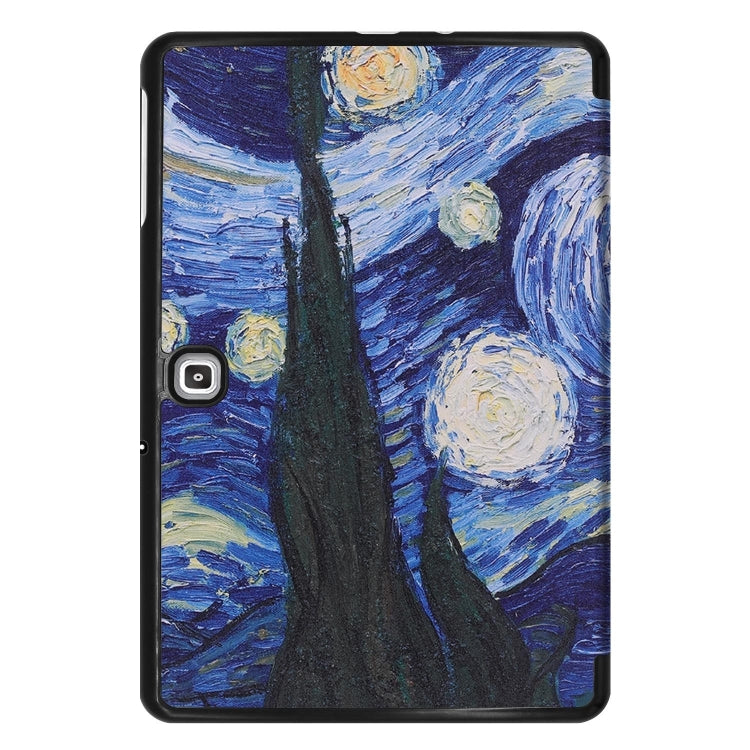 Sky Pattern Colored Painted Horizontal Flip PU Leather Case for Galaxy Tab Advanced2 / T583, with Three-folding Holder