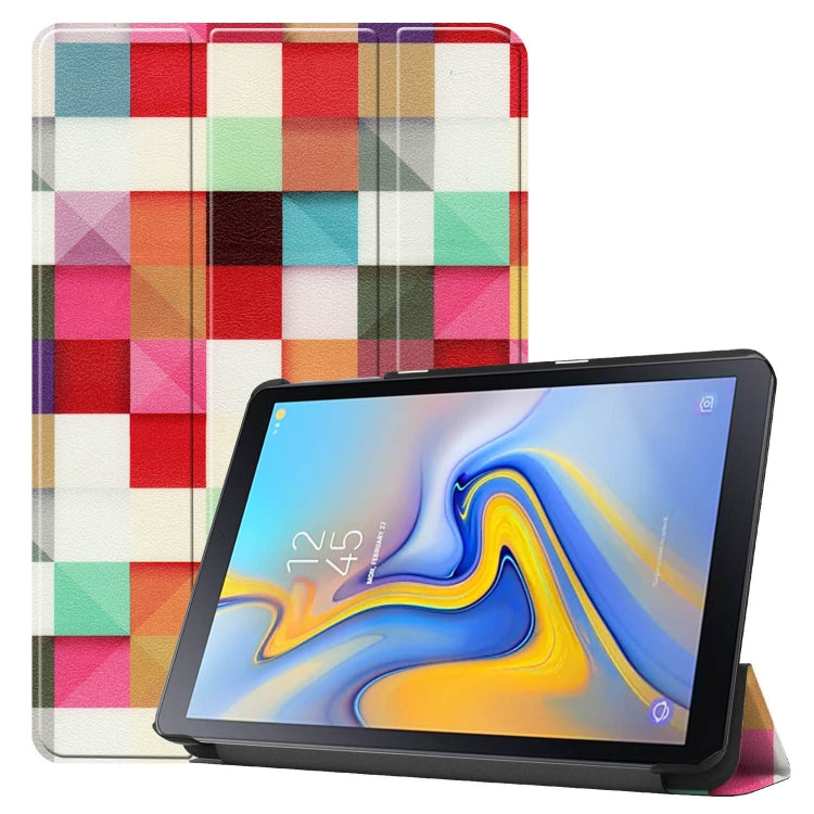 Magic Cube Pattern Colored Painted Horizontal Flip PU Leather Case for Galaxy Tab Advanced2 / T583, with Three-folding Holder