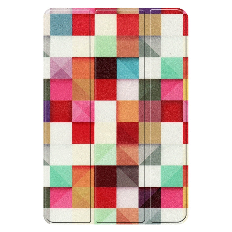 Magic Cube Pattern Colored Painted Horizontal Flip PU Leather Case for Galaxy Tab Advanced2 / T583, with Three-folding Holder