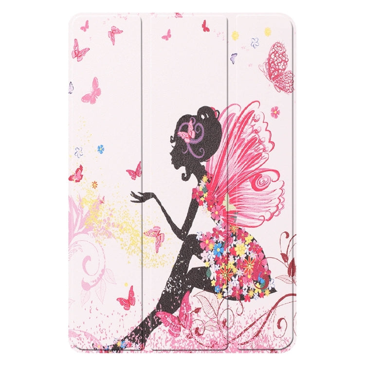Butterfly Fairy Girl Pattern Colored Painted Horizontal Flip PU Leather Case for Galaxy Tab Advanced2 / T583, with Three-folding Holder