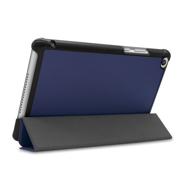 Solid Color Custer Texture Horizontal Flip PU Leather Case for Huawei Honor Tab 5 8.0, with Three-folding Holder