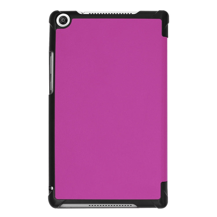 Solid Color Custer Texture Horizontal Flip PU Leather Case for Huawei Honor Tab 5 8.0, with Three-folding Holder