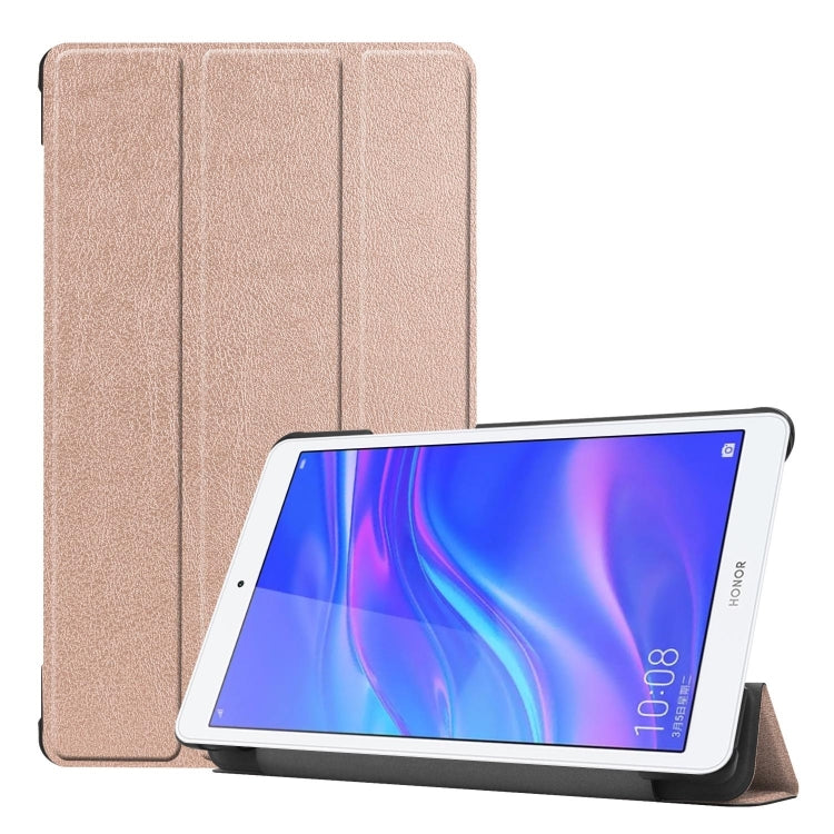 Solid Color Custer Texture Horizontal Flip PU Leather Case for Huawei Honor Tab 5 8.0, with Three-folding Holder
