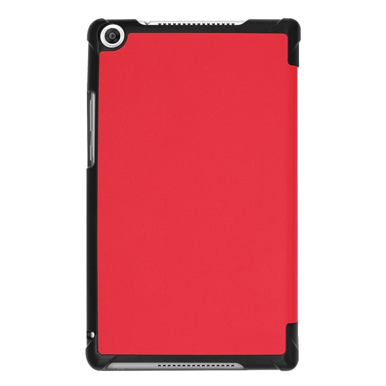 Solid Color Custer Texture Horizontal Flip PU Leather Case for Huawei Honor Tab 5 8.0, with Three-folding Holder