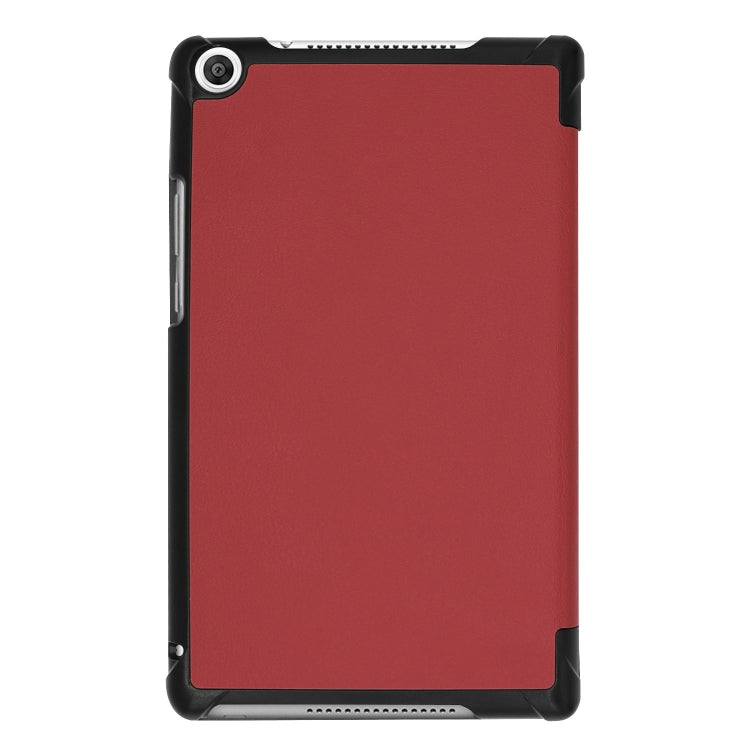 Solid Color Custer Texture Horizontal Flip PU Leather Case for Huawei Honor Tab 5 8.0, with Three-folding Holder