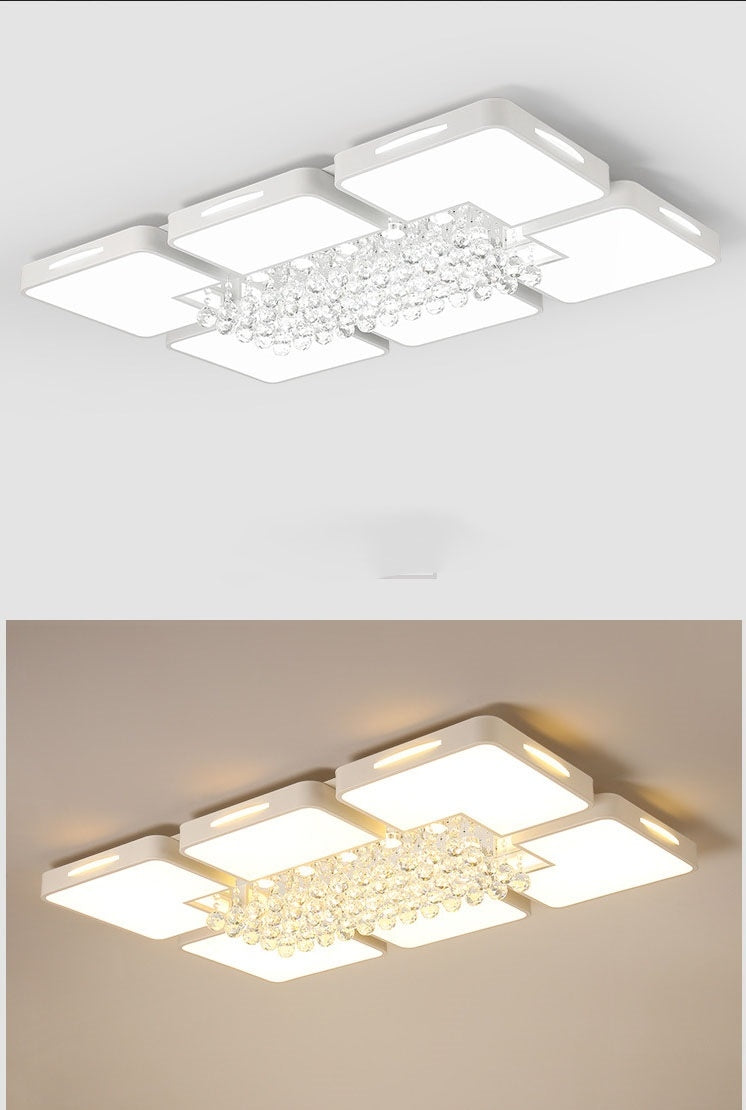 65W Living Room Simple Modern LED Ceiling Lamp Crystal Light, 3-Color Dimming, 90 x 60cm