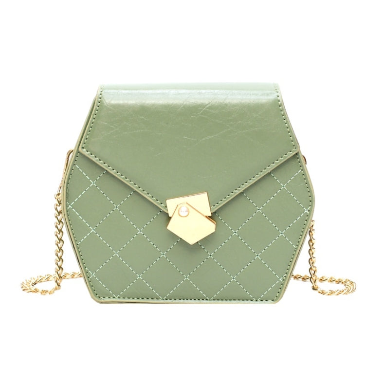 Hexagonal Shape Magnetic Buckle Rhombus Texture PU Leather Single Shoulder Bag Ladies Handbag Messenger Bag