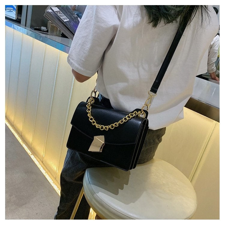 Magnetic Buckle Chain Handle PU Leather Single Shoulder Bag Ladies Handbag Messenger Bag